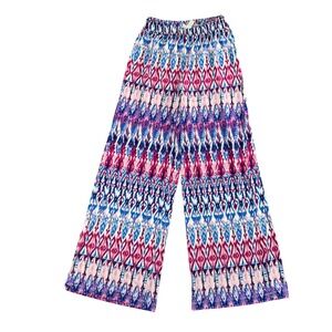 Chico's Wide Leg Palazzo Pants Geometric Print Y2K Boho Elastic‎ Waist Festival
